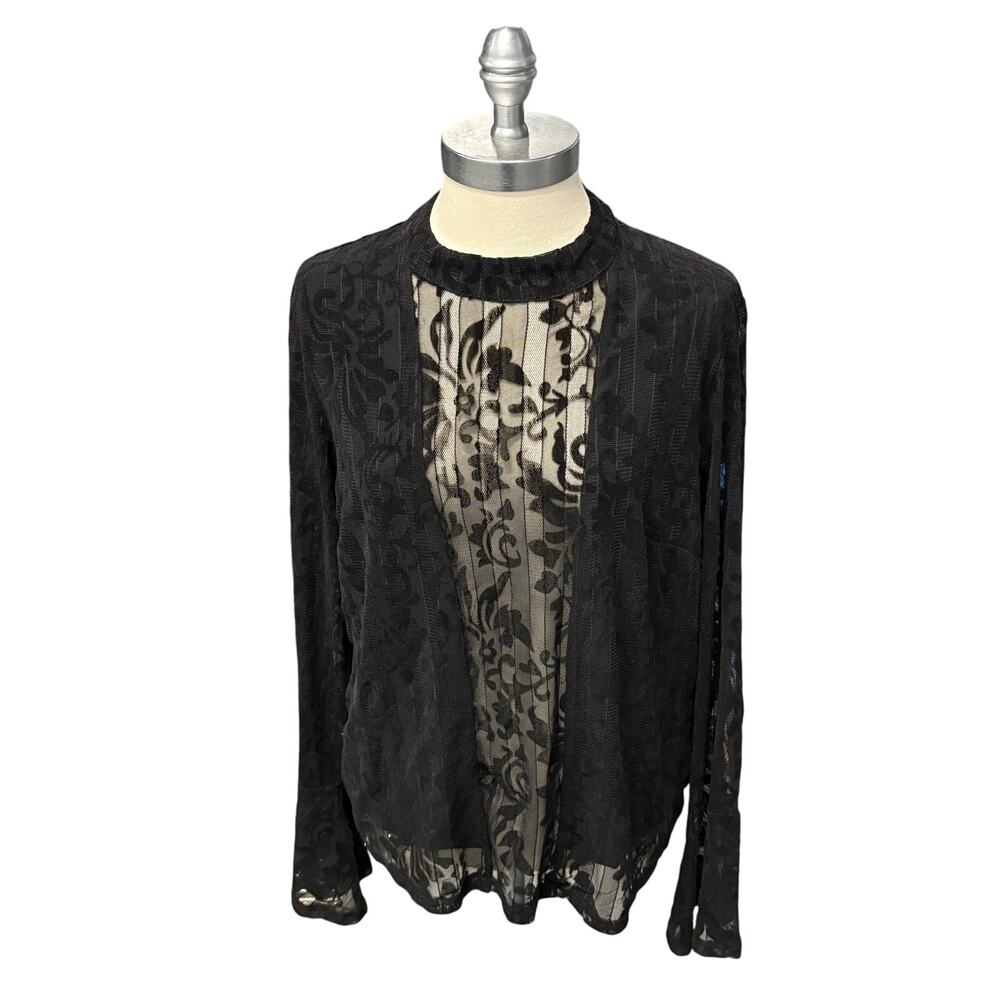 Stevie May Saxon Top‎ E50039 Size S Black Women’s Sheer Blouse